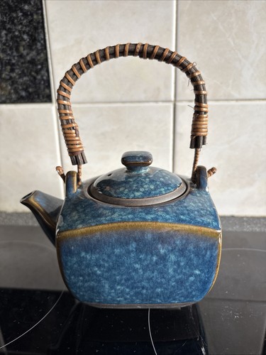 Japanese teapot mottled blue - japanese,
