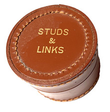 Stud cufflink leather box - leather,