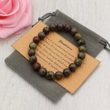 DRAGON BLOODSTONE Bracelet Stretch Handmade +Gift Bag &Card Crystal Gemstone 8mm