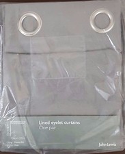 John Lewis Cotton Rib Lined Eyelet Curtains Mink