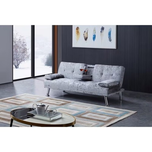 Crushed velvet sofa - bed, with