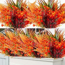 9 Bundles Artificial Fall Plants Fake Flowers for Autumn Decor Outdoor Plastic