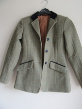 EQUETECH Junior Deluxe GREEN TWEED show Jacket,Sz 28 blue & brown check UNISEX
