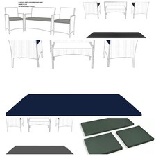 Replacement 3pc Cushion Pad Set Rattan Furniture Set Zip Cover Made in England