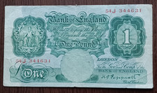 1949 - 1955 Bank of England One Pound Note. USED CONDITION.