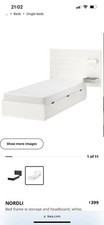 Ikea white single bed - bed, 3