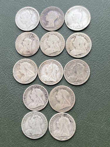 13x victoria silver threepence - victoria,