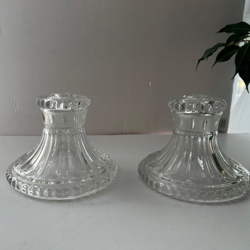 Pair vintage pressed - pressed, glass