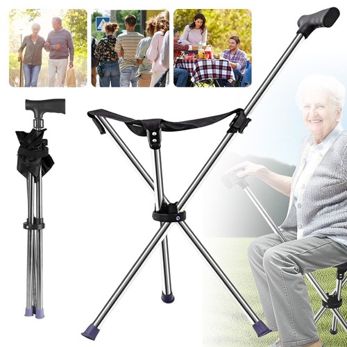Folding walking stick seat - folding,