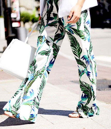 Zara printed trousers wide - zara,