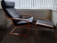 IKEA Poang Brown Leather Chair