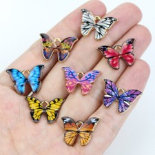 24pcs 15x22mm Mixed Alloy Enamel Butterfly Pendants Charms for Craft DIY Jewelry