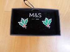 Cufflinks by M&S - Sprigs of Holly - Very Festive! (No lid to box)