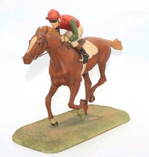 HEREDITIES Racehorse Jockey On Horse By D Geenty Dated 1989 - VERY RARE