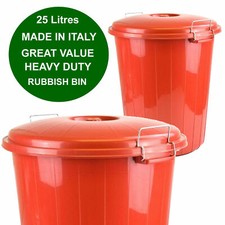 25 Litres Garden Waste Bin Locking Lid Kitchen Rubbish Dustbin Home Heavy Duty