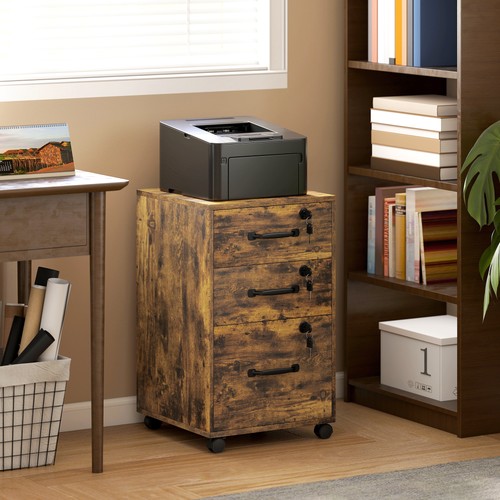 Three drawer wood - three, wood-effect