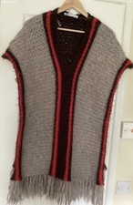 Zara Plunge Fringe Poncho. V