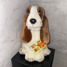 Vintage Keam Lovely Looking Basset Hound Plush Dog Soft Toy 10" Brown White