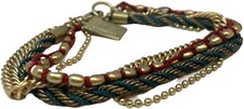 Debenhams Green Red Gold Thread Chain Clasp Costume Jewellery Bracelet