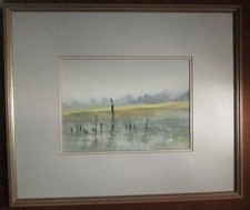 Original David J Weston Watercolour James River ~ Lookout F&G UK Riverscape