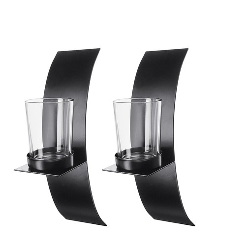 Pair metal wall candle - of,