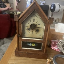 Very Old Miniature Steeple Clock With Key And Working