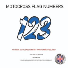 3 x Scotland Flag Race Number Vinyl Stickers Motorbike Motorcross Quad MFN06