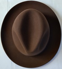 Olney Trilby Fedora Hat Brown Size 58. 7.1/8 Fur Felt Leather Band Ribbon Bow