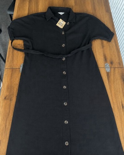 Women black button front midi - black,