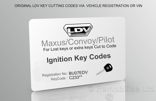 Ldv ignition keycodes card - keycodes,