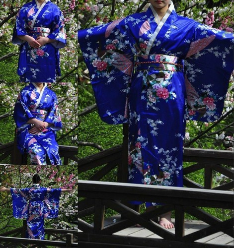 Blue vintage kimono - blue, yukata