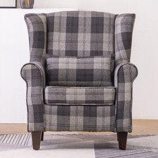 Retro Recliner Armchair Tartan