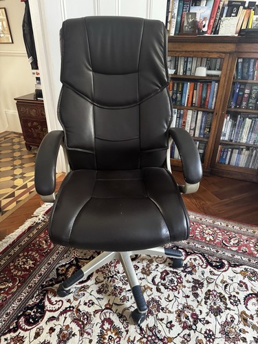 Brown leather office chair - leather,