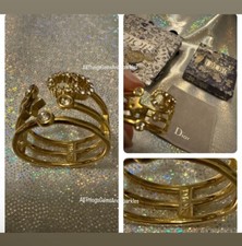 ❤️ Christian Dior CD Ring Logo Rare Triple Present Bday Wedding Star Embellished