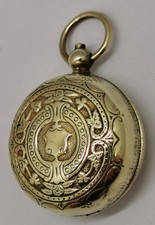 Vintage c1900 Brass Bronze Victorian Sovereign Pocket Watch Fob Coin Case Holder
