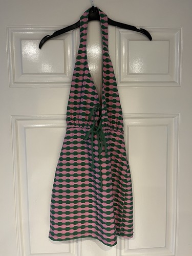 Pink green zara halter neck - green,