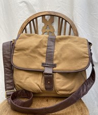 VINTAGE KANGOL BROWN COTTON CANVAS MESSENGER BAG WORK CROSSBODY TRAVEL STUDENT