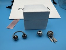 Three Pandora 925 Silver Bracelet Charms- Including Dream Catcher, Enamel Etc