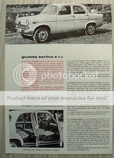 ALFA ROMEO GIULIETTA BERLINA e ti Car Sales Specification Leaflet c1961