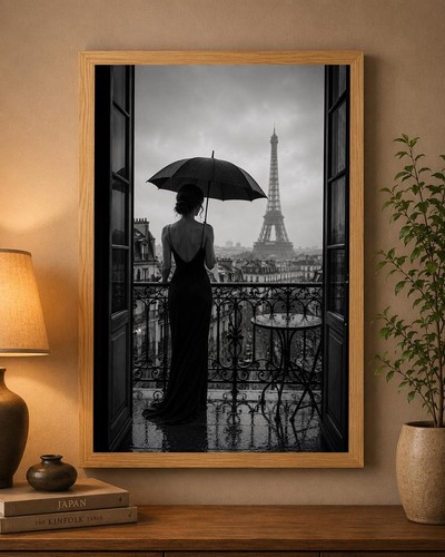 Rainy paris balcony black - paris,