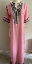 Ladies Short Sleeve Long Dressing Gown Kaftan Loungewear in Pink - Size L BNWOT