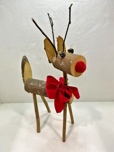 Handmade wooden log - wooden, reindeer