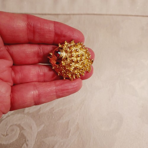 Vintage puffer fish gold tone - vintage,