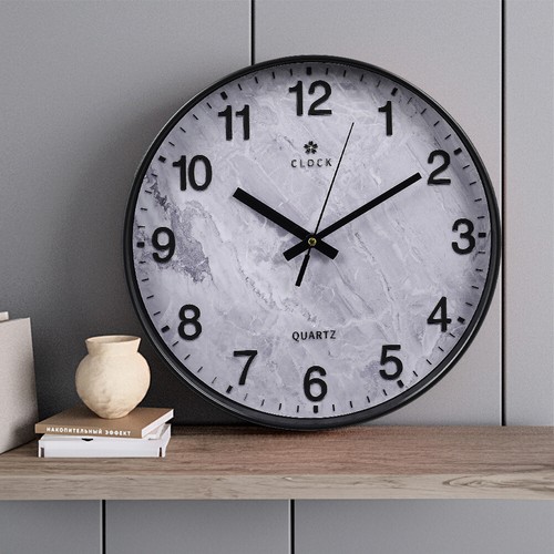 Wall clock grey marble - wall, effect
