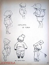 Vintage 1934 J H DOWD Collectable Pencil Sketch Art Print 'Outlines of Form'