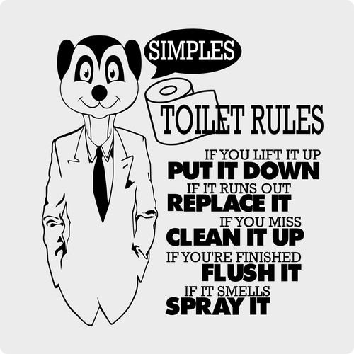 Toilet rules quote wall - toilet,