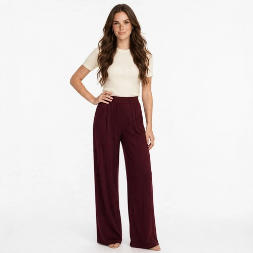 Womens wide leg knit trousers - leg,