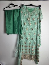 Green Unstitched Material for Salwar Kameez Fabric Fancy Suit 2pc