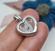 Genuine Pandora Small Heart Floating Locket Pendant With Charm ? S925 ALE  