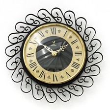 Vintage 28cm JAZ Wall Clock - Retro French Mid Century Ornate Starburst Gift